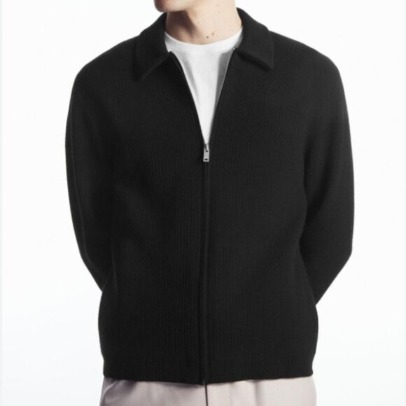 COS Men's Wool  Black Zip-Up Jacket Size Large - Picture 1 of 8